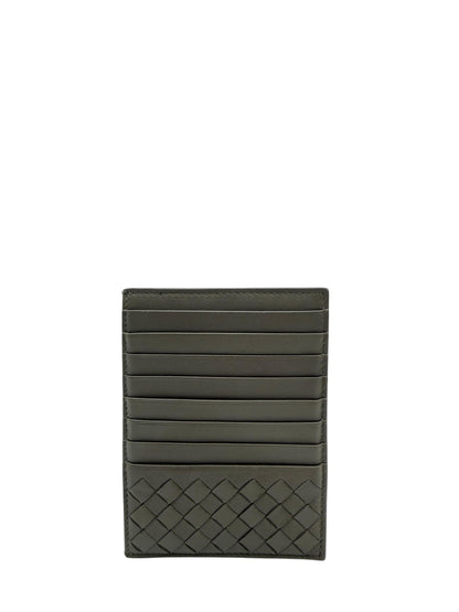 BOTTEGA VENETA GRAY LAMBSKIN CARD HOLDER