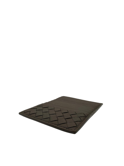 BOTTEGA VENETA GRAY LAMBSKIN CARD HOLDER