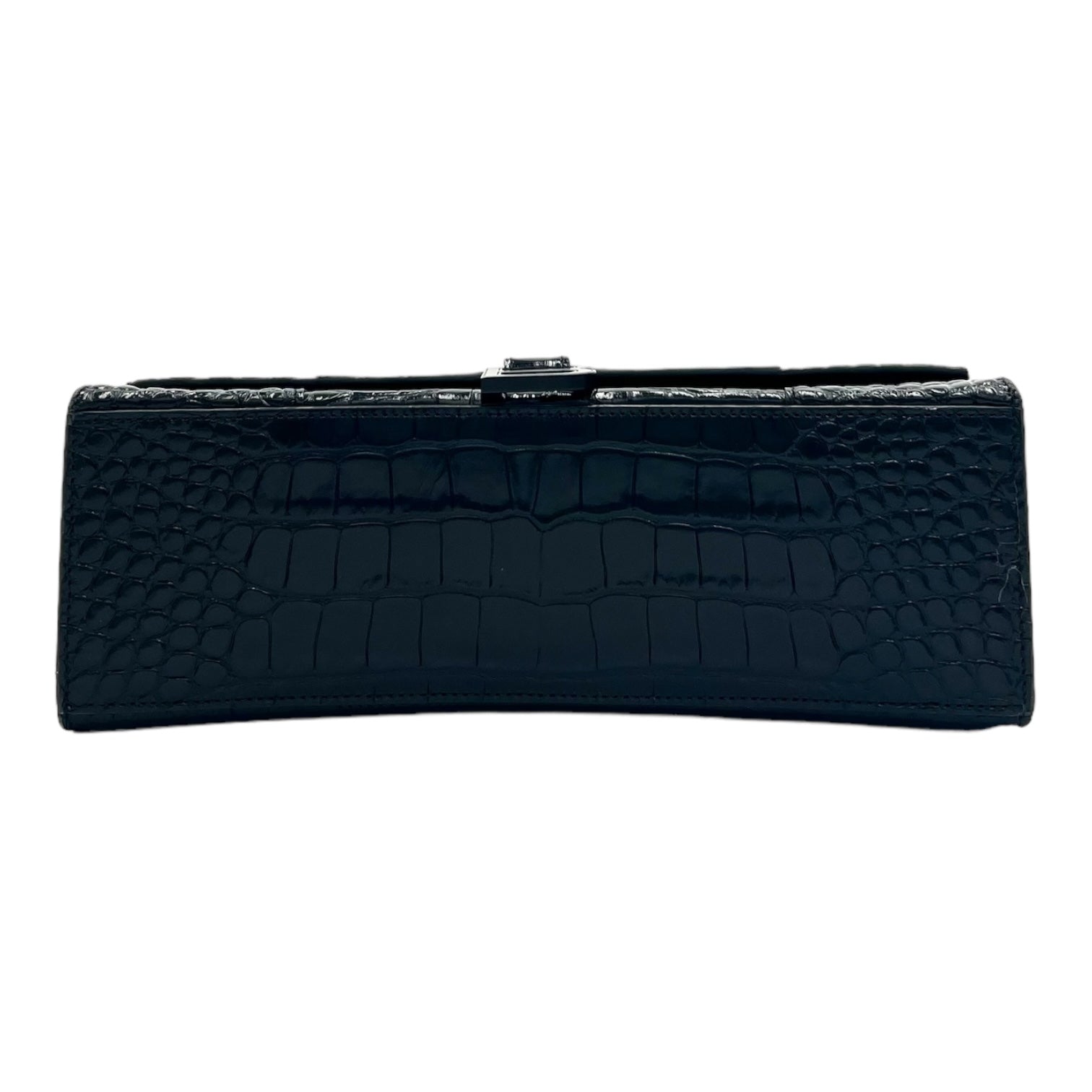 BALENCIAGA CALFSKIN CROCODILE EMBOSSED X-SMALL HOURGLASS TOP HANDLE