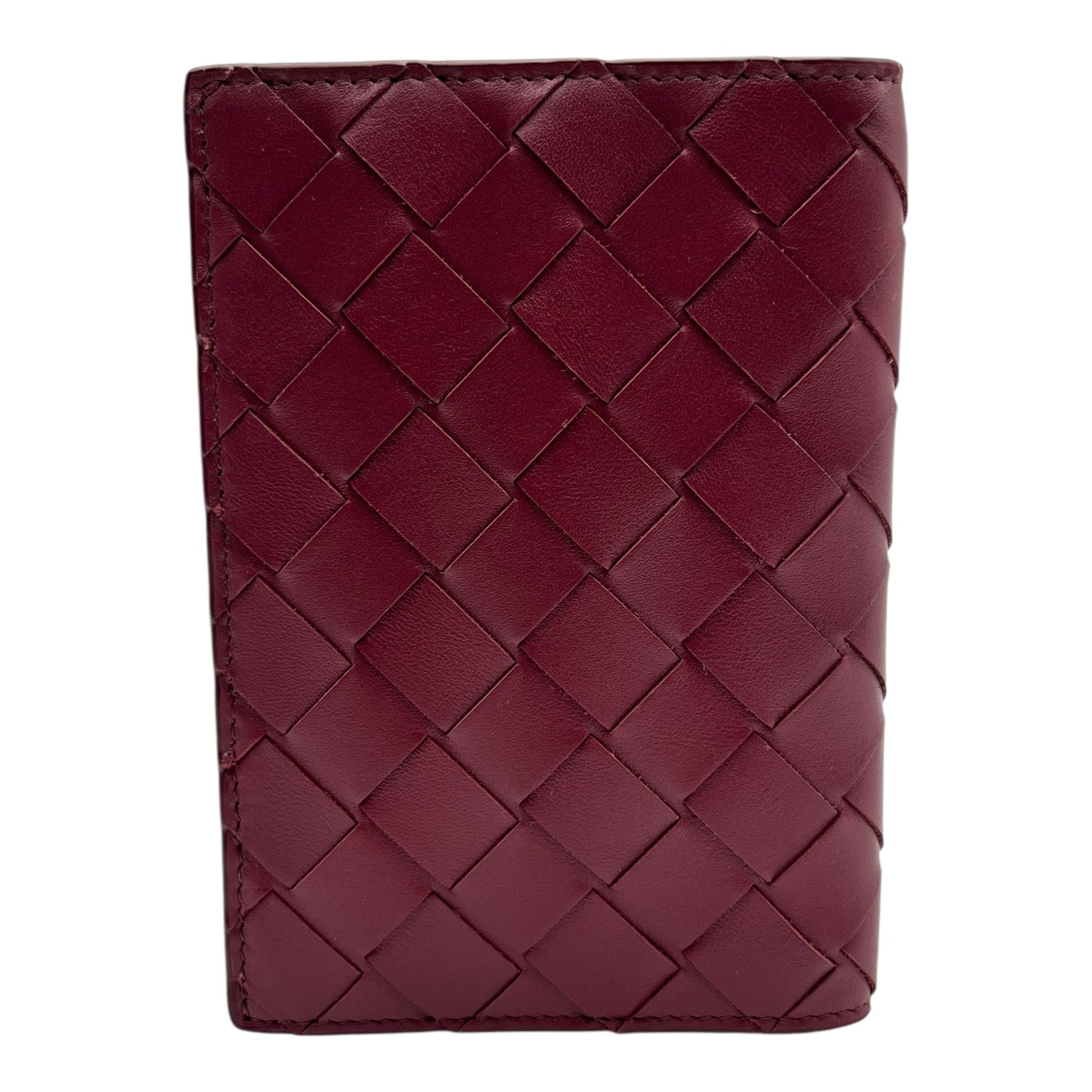 BOTTEGA VENETA WINE RED LEATHER PASSPORT HOLDER