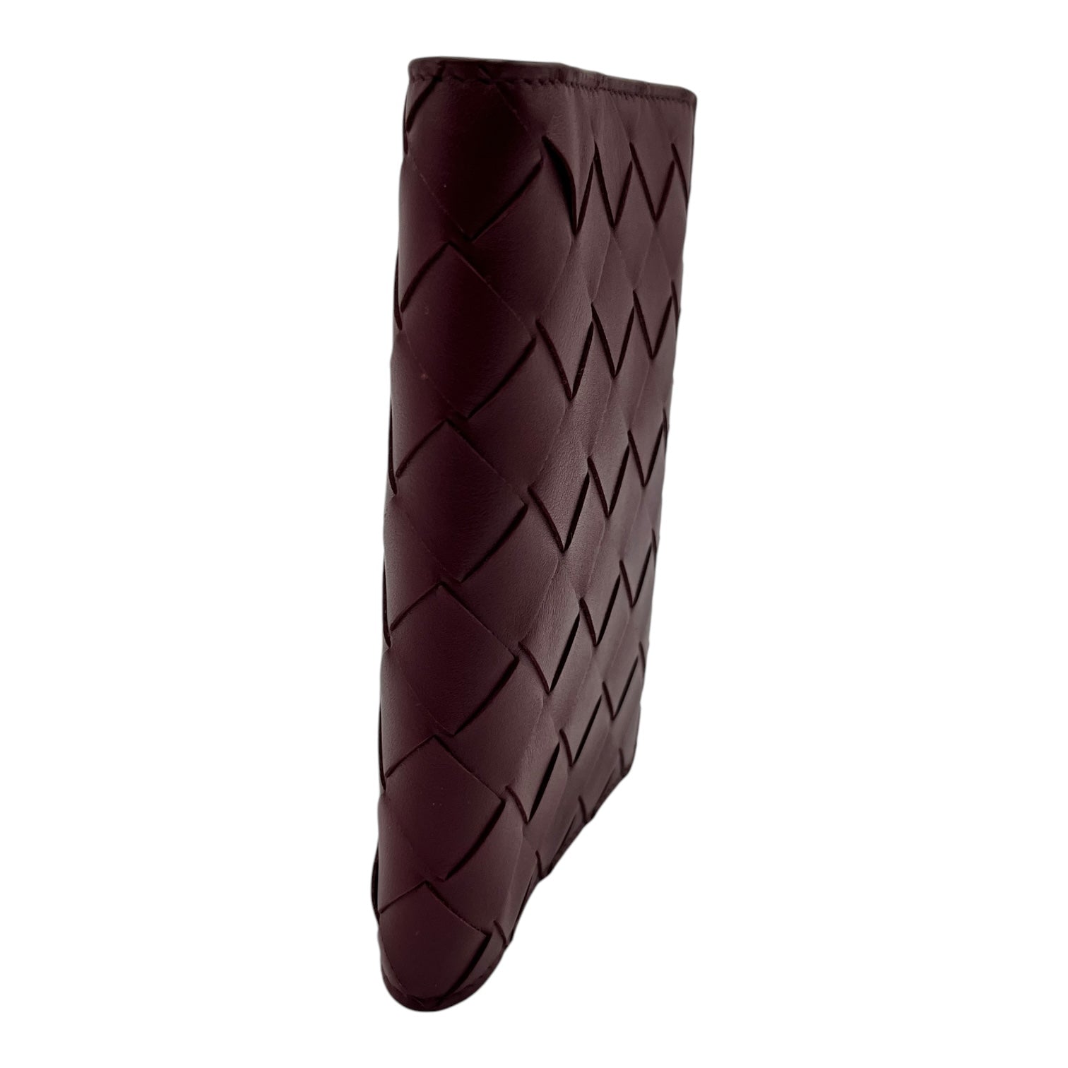 BOTTEGA VENETA WINE RED LEATHER PASSPORT HOLDER