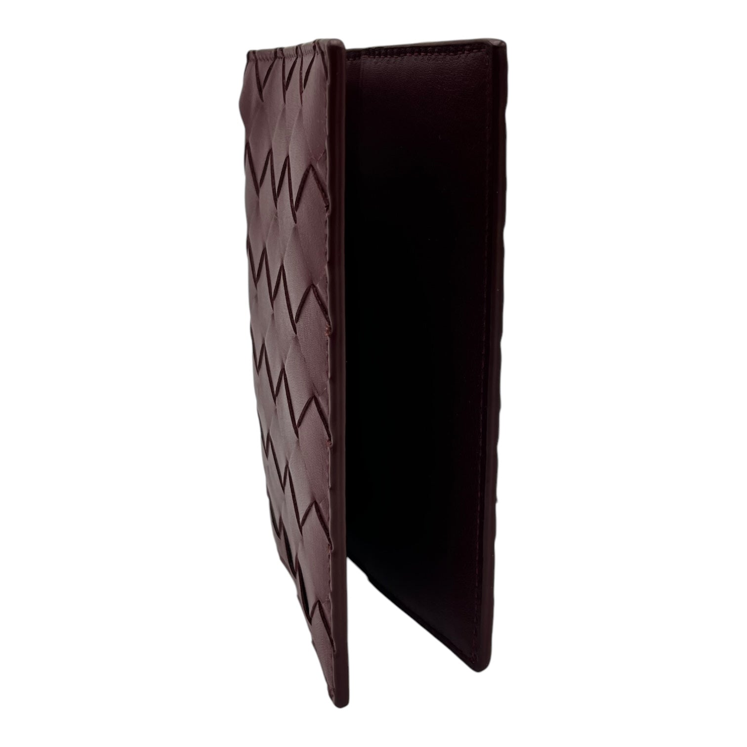 BOTTEGA VENETA WINE RED LEATHER PASSPORT HOLDER