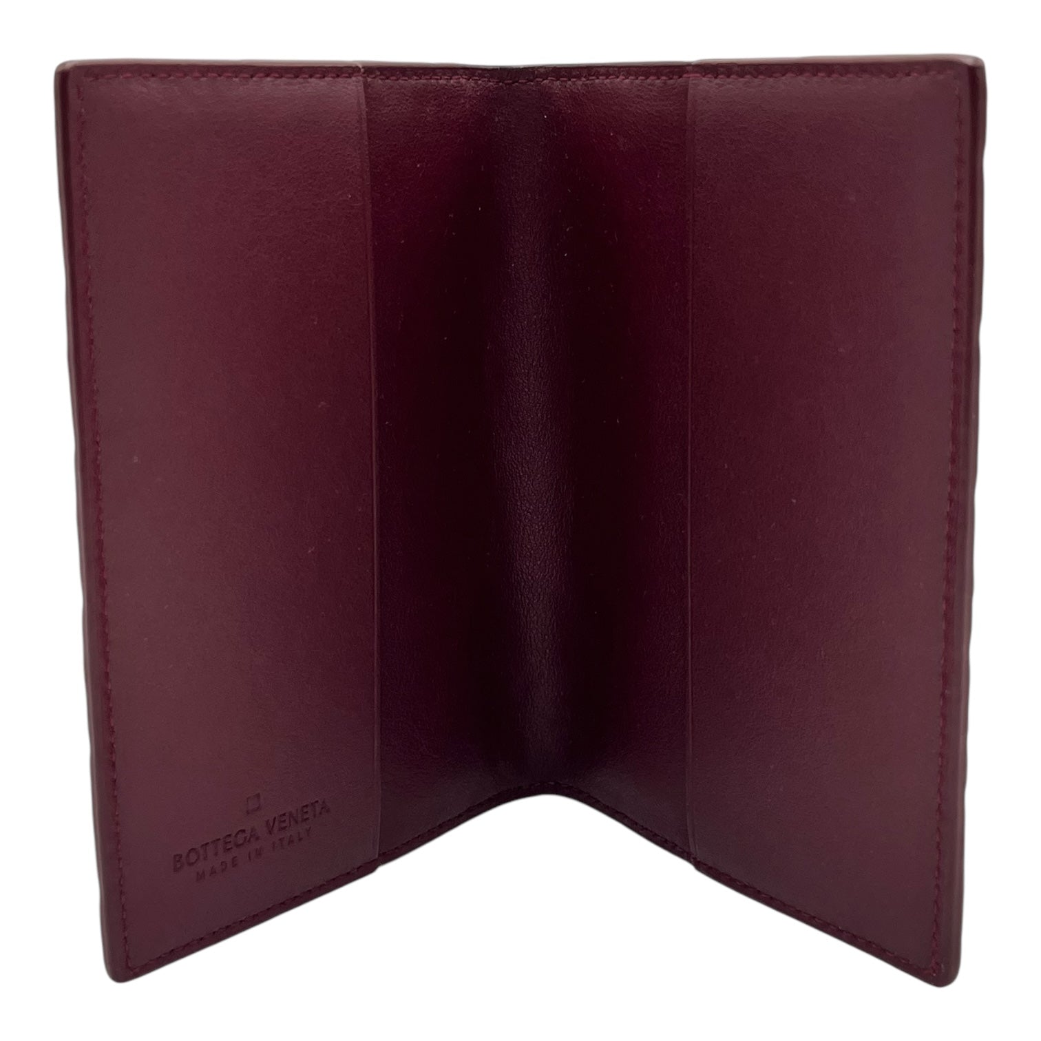 BOTTEGA VENETA WINE RED LEATHER PASSPORT HOLDER