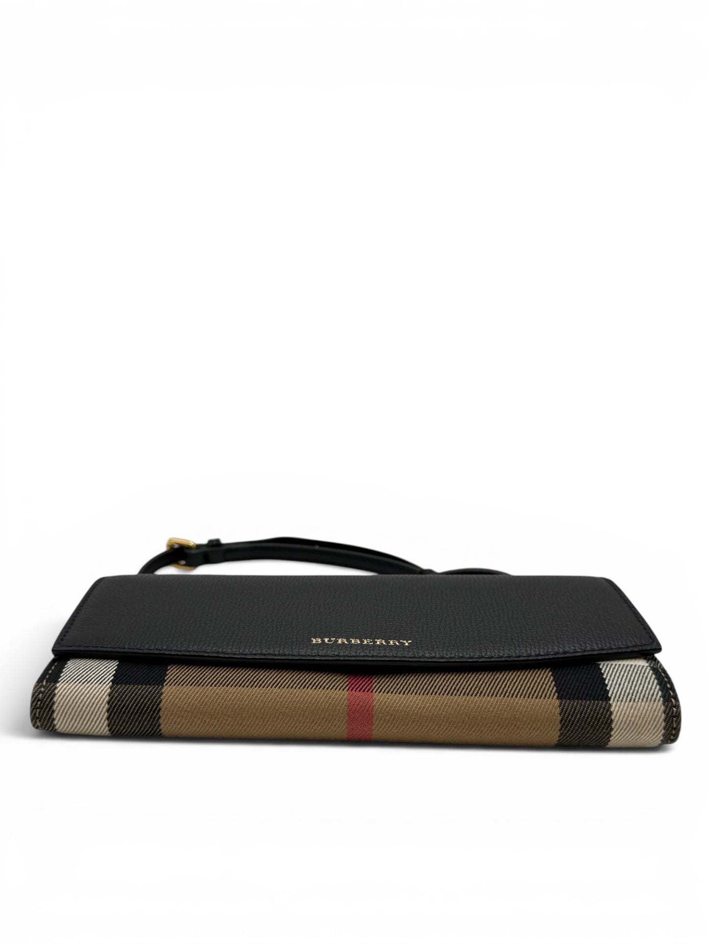 BURBERRY CALFSKIN HOUSE CHECK HENLEY WALLET ON CHAIN