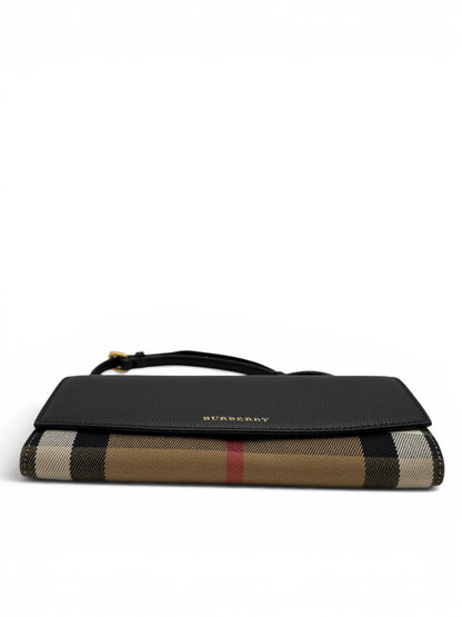 BURBERRY CALFSKIN HOUSE CHECK HENLEY WALLET ON CHAIN