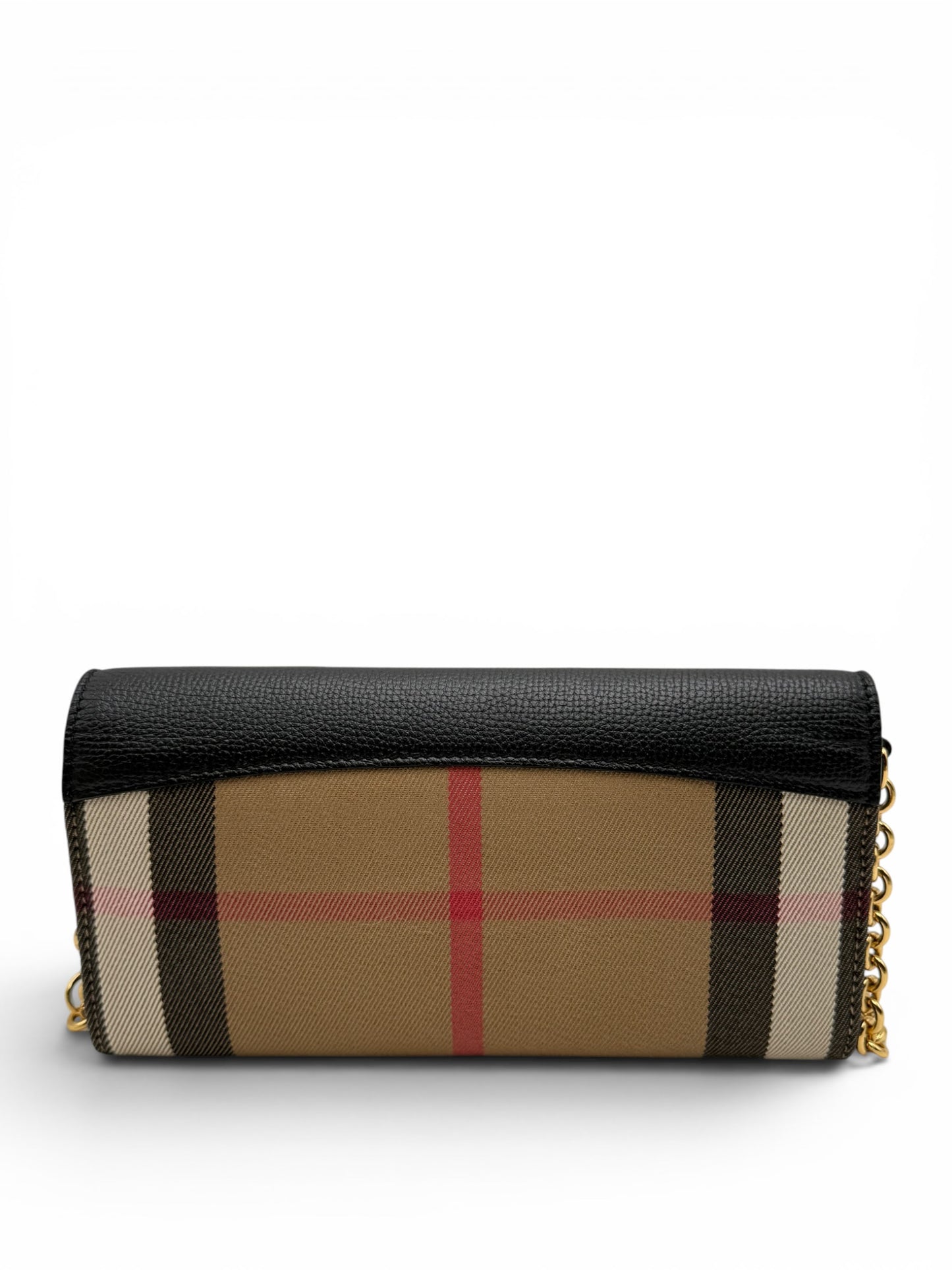 BURBERRY CALFSKIN HOUSE CHECK HENLEY WALLET ON CHAIN