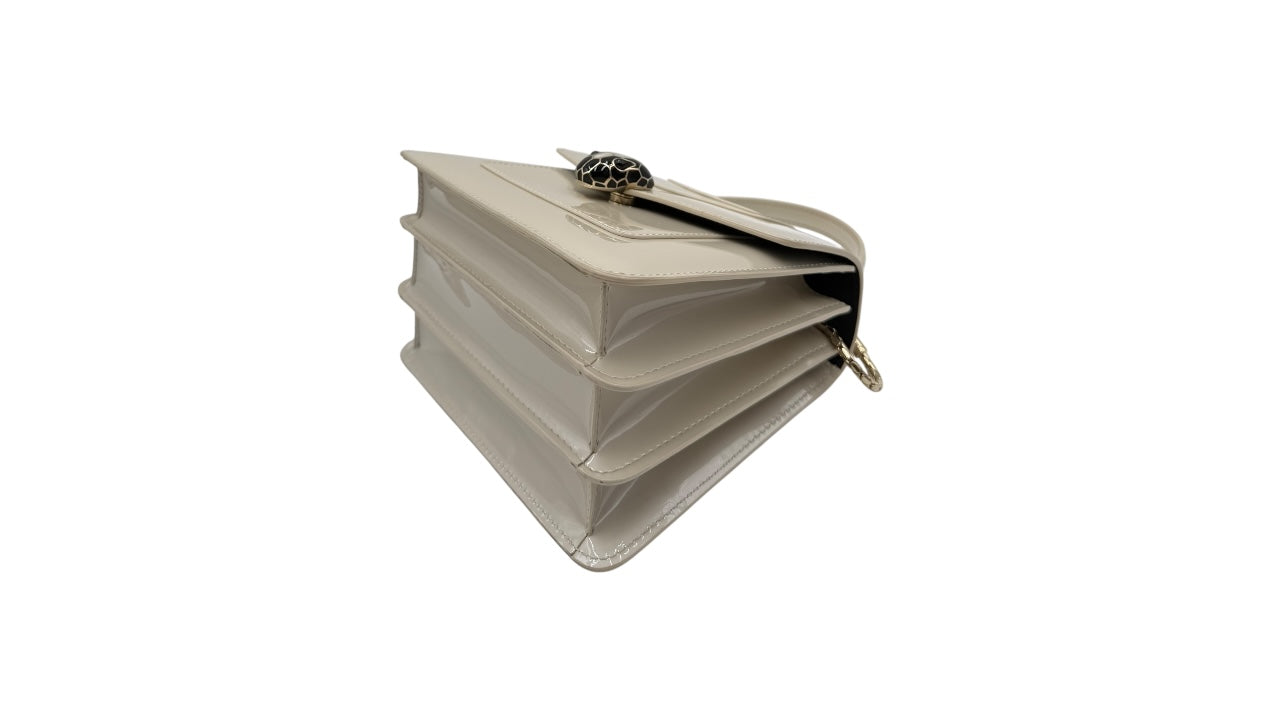 BVLGARI SERPENTI FOREVER CREAM VERNIS SATCHEL