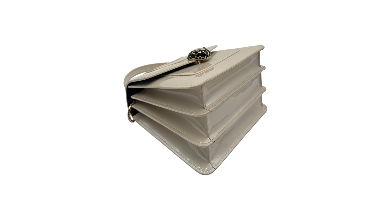 BVLGARI SERPENTI FOREVER CREAM VERNIS SATCHEL