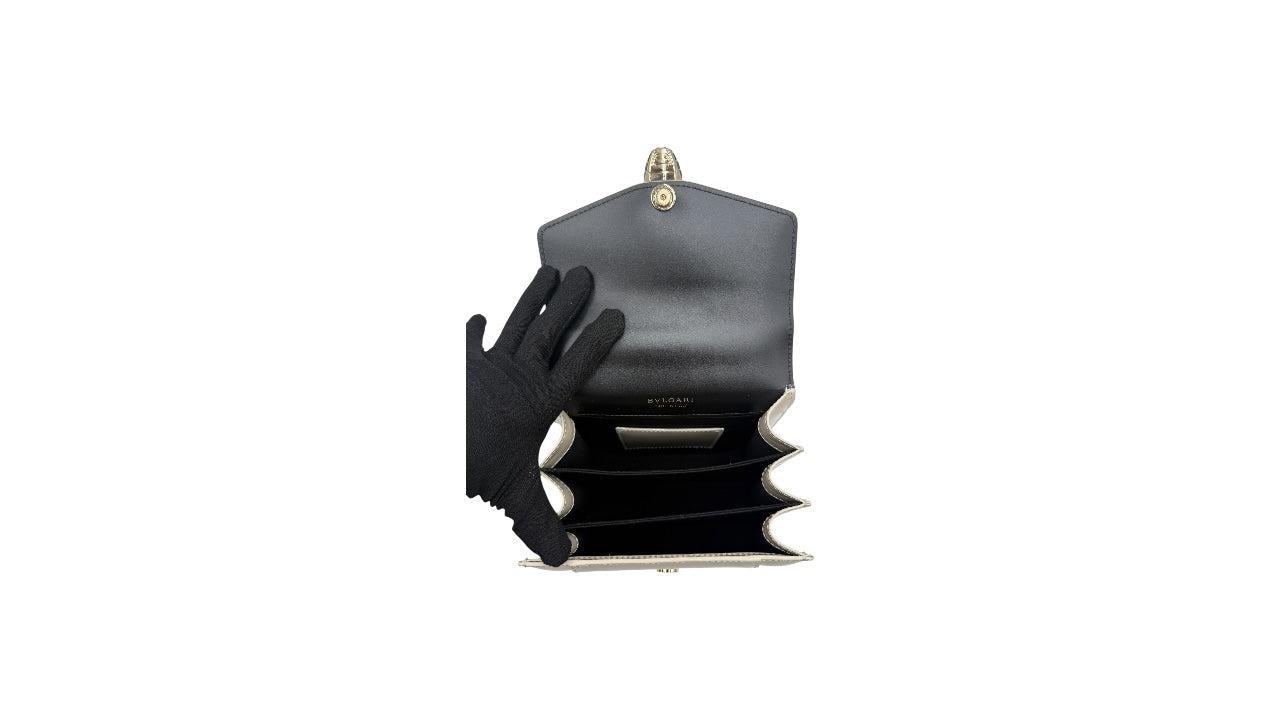 BVLGARI SERPENTI FOREVER CREAM VERNIS SATCHEL