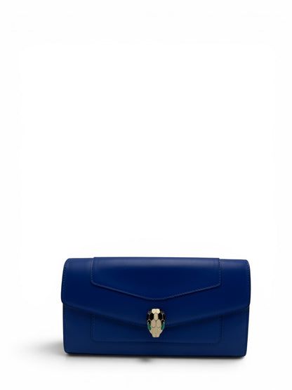 BVLGARI BLUE LEATHER SERPENTI FOREVER CONTINENTAL WALLET