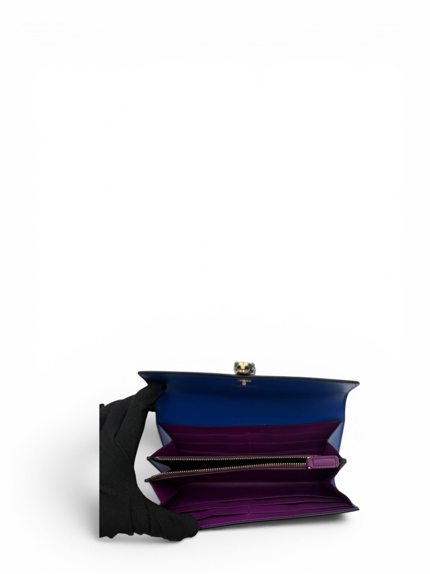 BVLGARI BLUE LEATHER SERPENTI FOREVER CONTINENTAL WALLET