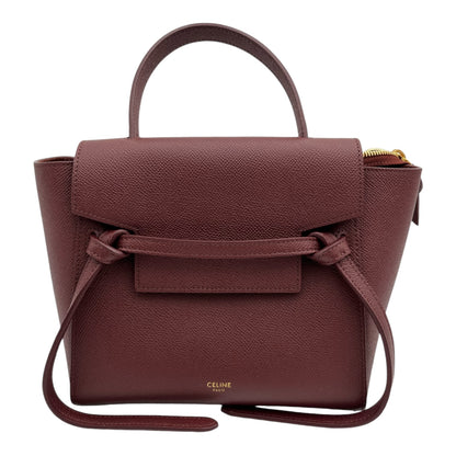 CELINE BELT BAG NANO IN BURGUNDY WITH GOLD HARDWARE