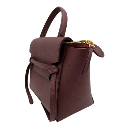 CELINE BELT BAG NANO IN BURGUNDY WITH GOLD HARDWARE