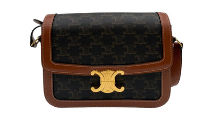 CELINE TEEN TRIOMPHE BAG IN TRIOMPHE CANVAS AND CALFSKIN