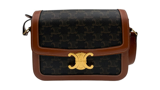 CELINE TEEN TRIOMPHE BAG IN TRIOMPHE CANVAS AND CALFSKIN