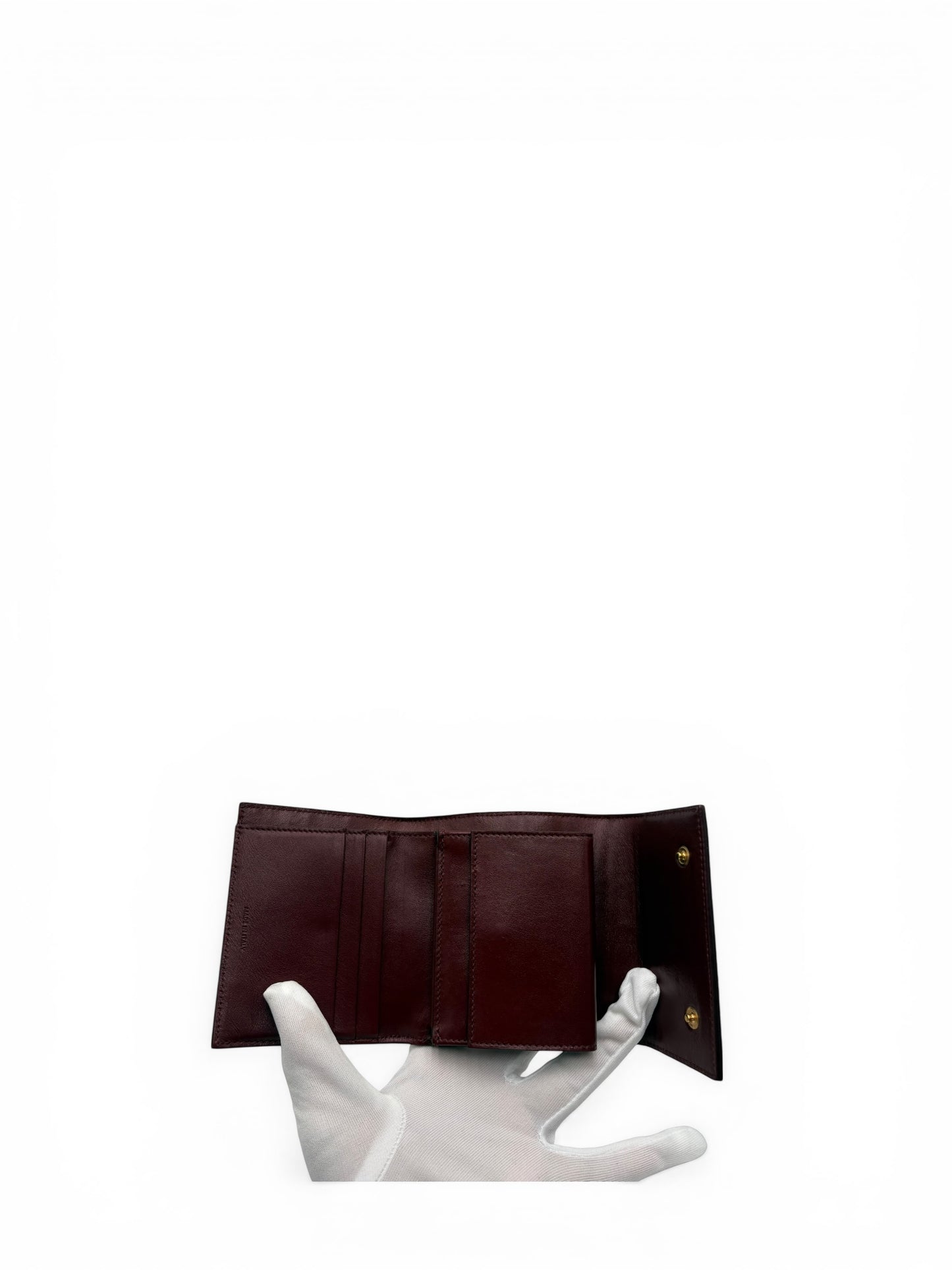 CELINE CROC EMBOSSED BURGUNDY COMPACT WALLET