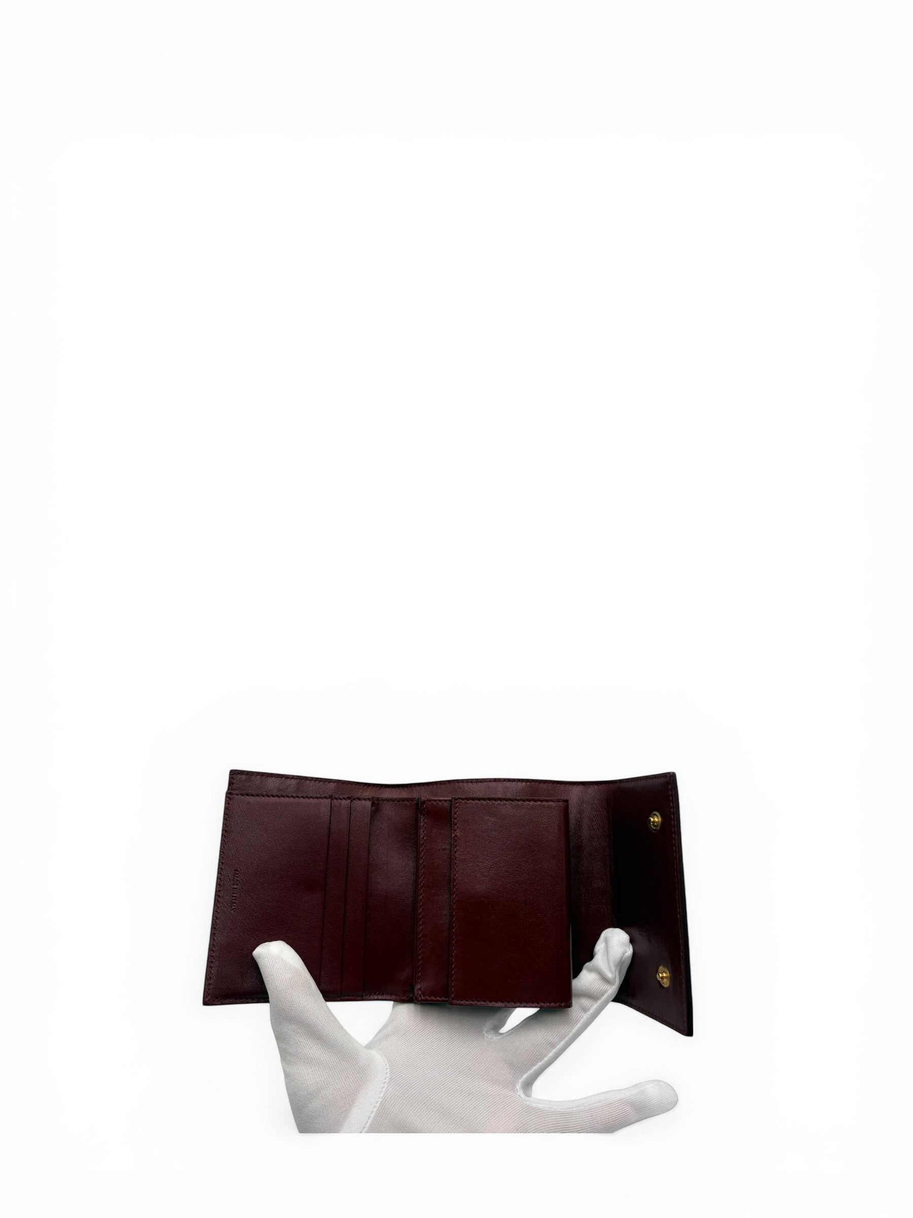 CELINE CROC EMBOSSED BURGUNDY COMPACT WALLET