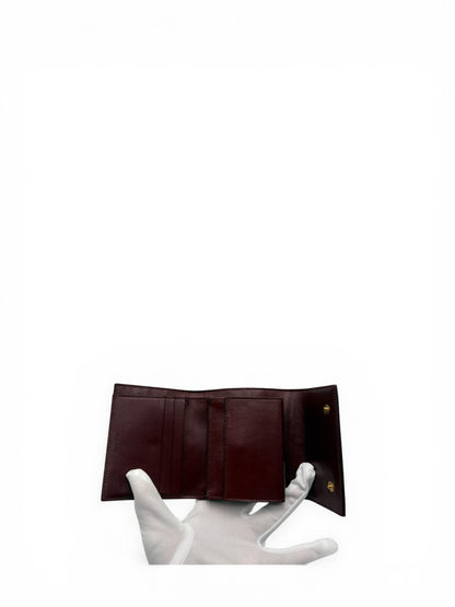 CELINE CROC EMBOSSED BURGUNDY COMPACT WALLET