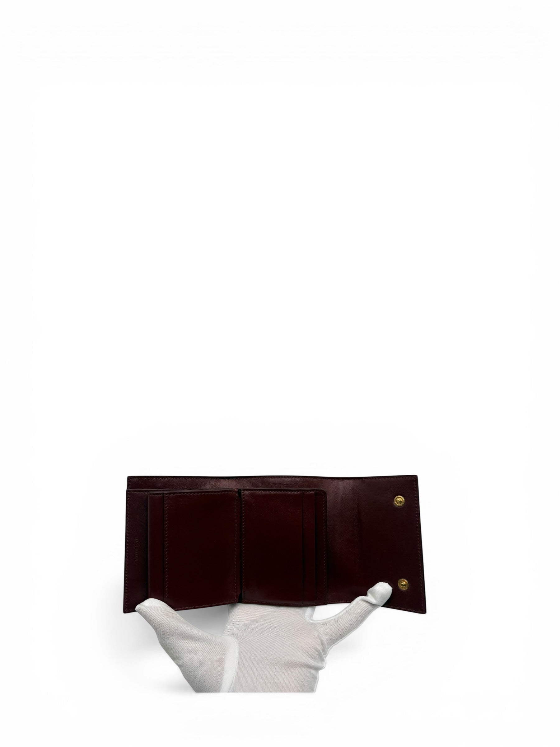 CELINE CROC EMBOSSED BURGUNDY COMPACT WALLET