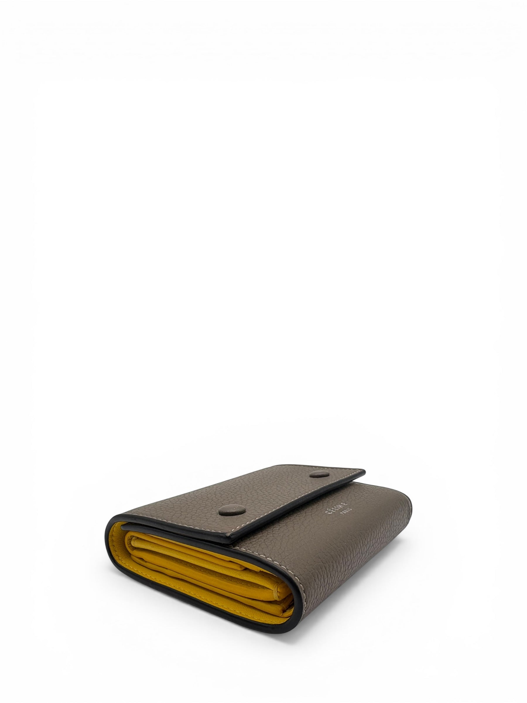 CELINE GREY LEATHER COMPACT WALLET