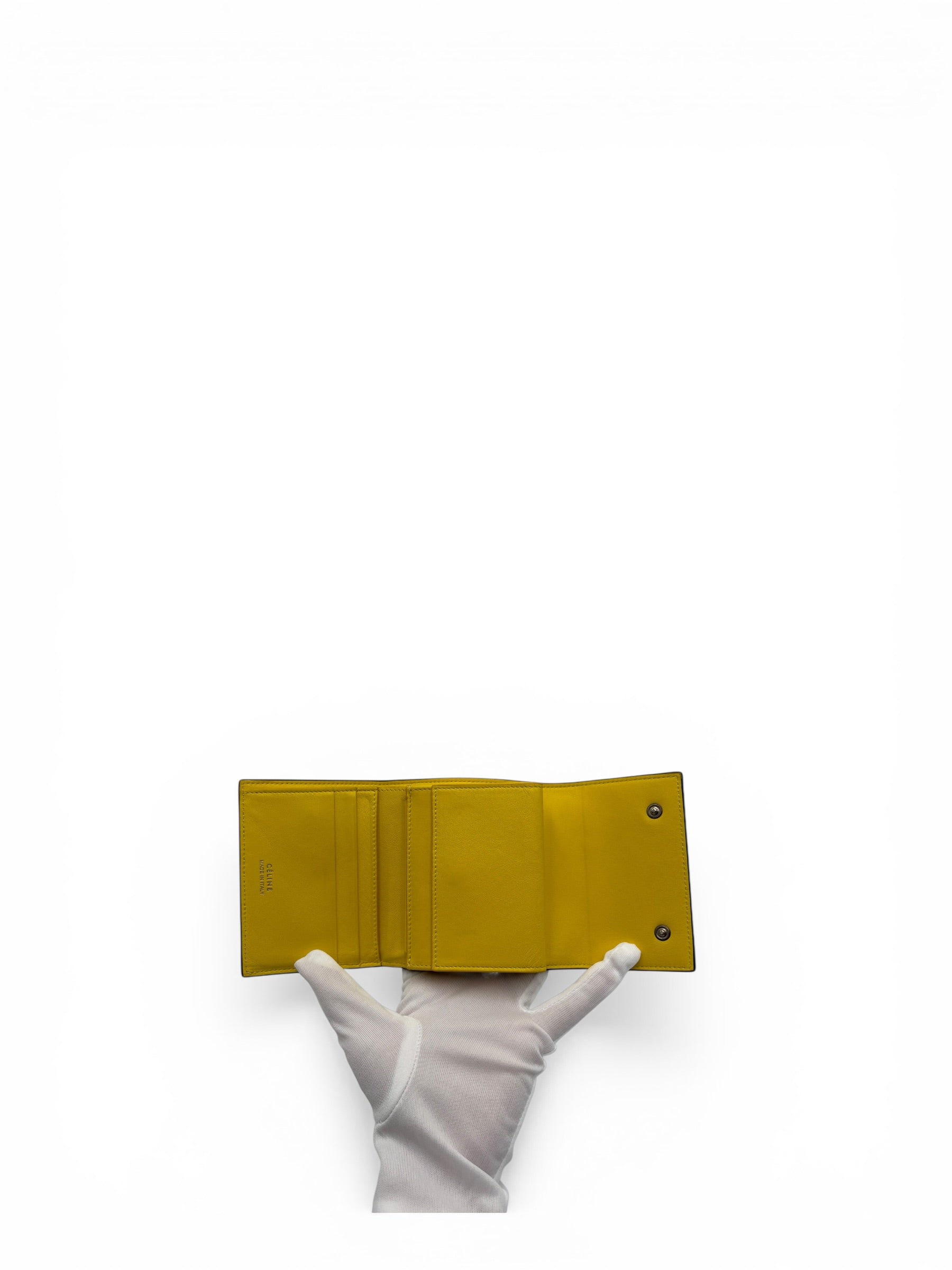 CELINE GREY LEATHER COMPACT WALLET