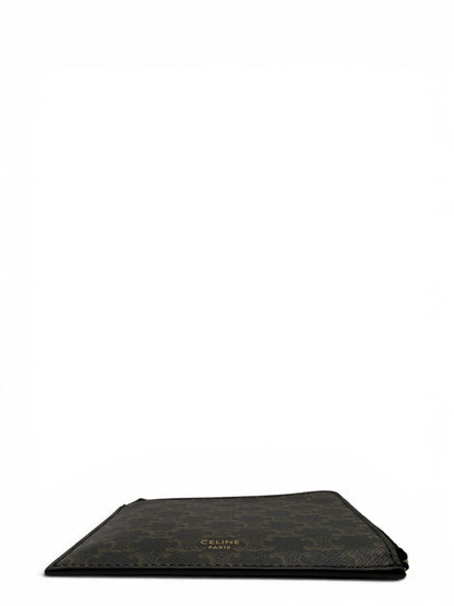 CELINE ZIPPED PURSE WITH CARD HOLDER IN TRIOMPHE CANVAS AND LAMBSKIN