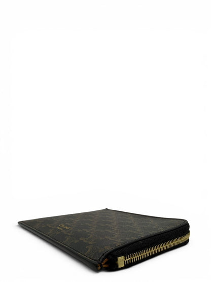 CELINE ZIPPED PURSE WITH CARD HOLDER IN TRIOMPHE CANVAS AND LAMBSKIN