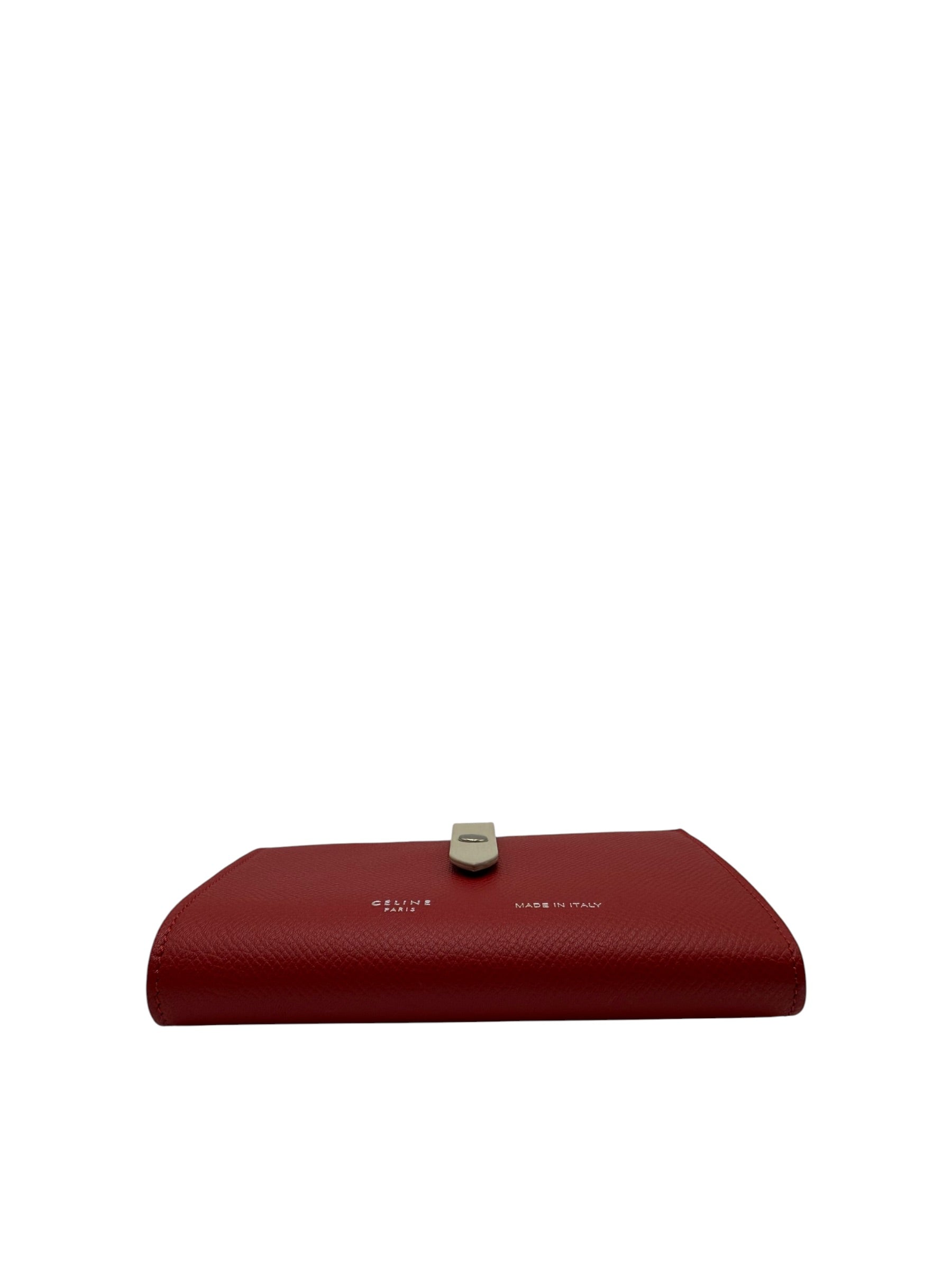 CELINE MEDUIM STRAP WALLET IN RED CALFSKIN