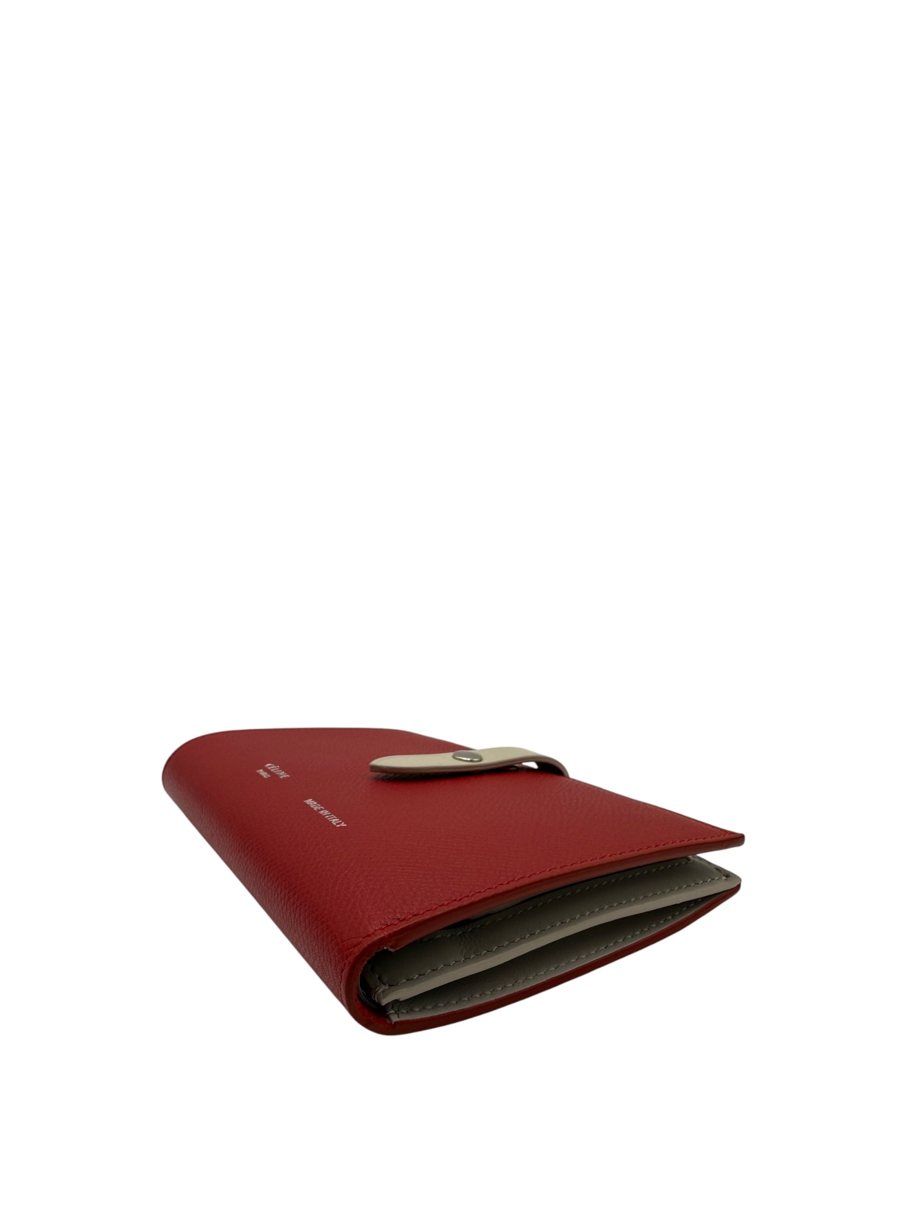 CELINE MEDUIM STRAP WALLET IN RED CALFSKIN