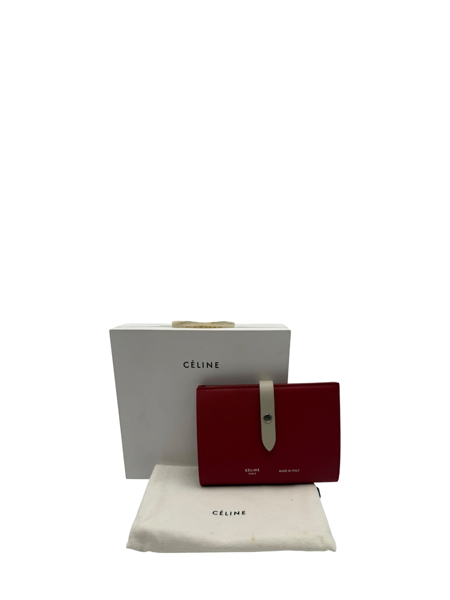 CELINE MEDUIM STRAP WALLET IN RED CALFSKIN
