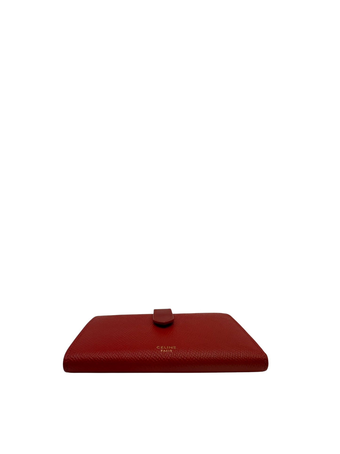 CELINE CALFSKIN LEATHER WALLET RED STRAP