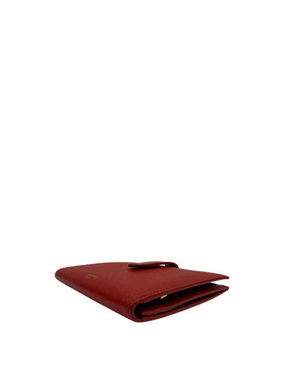 CELINE CALFSKIN LEATHER WALLET RED STRAP