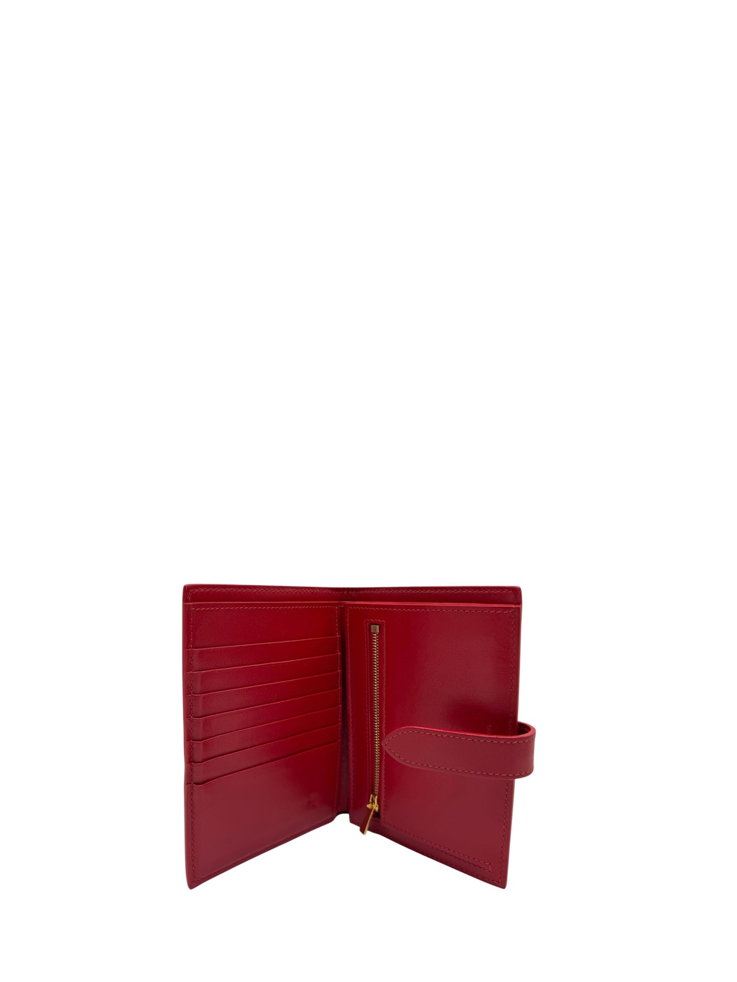 CELINE CALFSKIN LEATHER WALLET RED STRAP