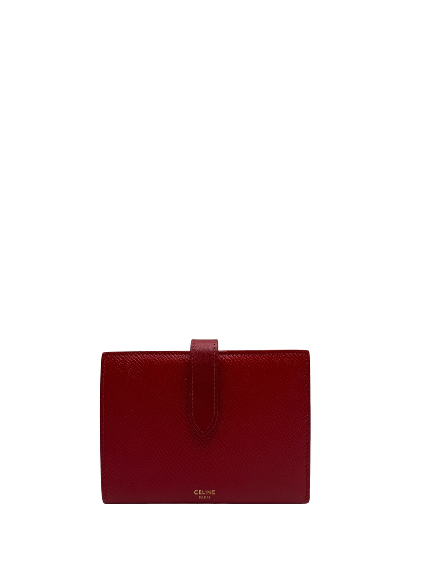 CELINE CALFSKIN LEATHER WALLET RED STRAP