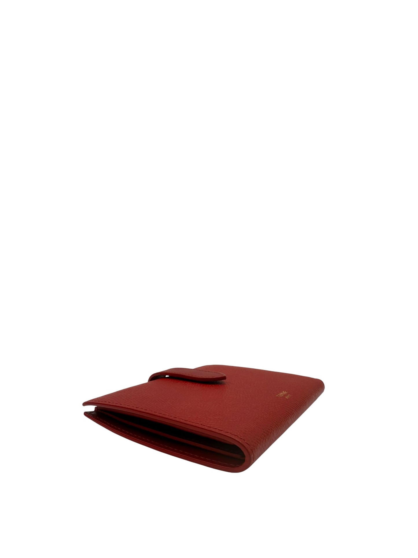 CELINE CALFSKIN LEATHER WALLET RED STRAP
