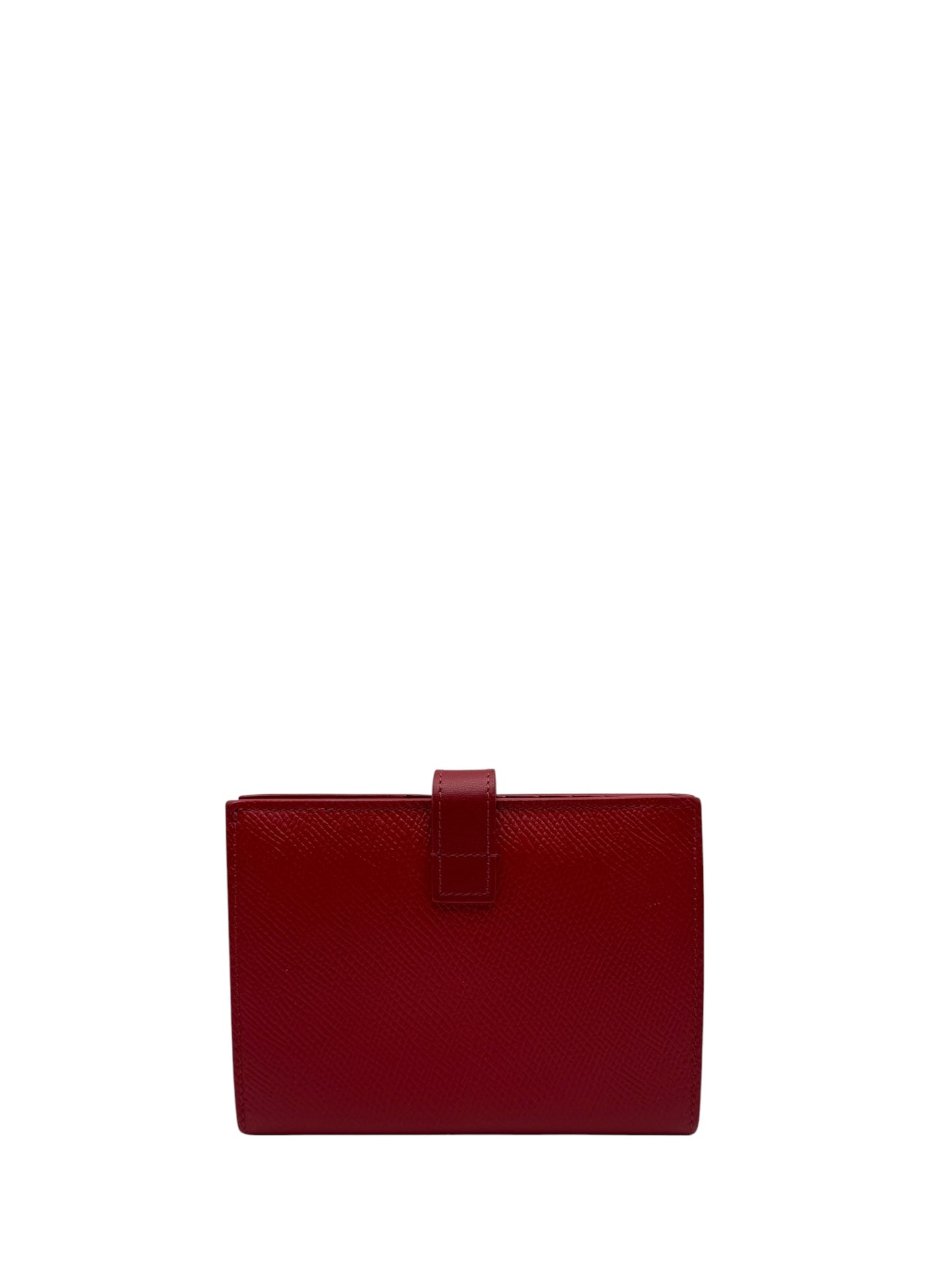 CELINE CALFSKIN LEATHER WALLET RED STRAP