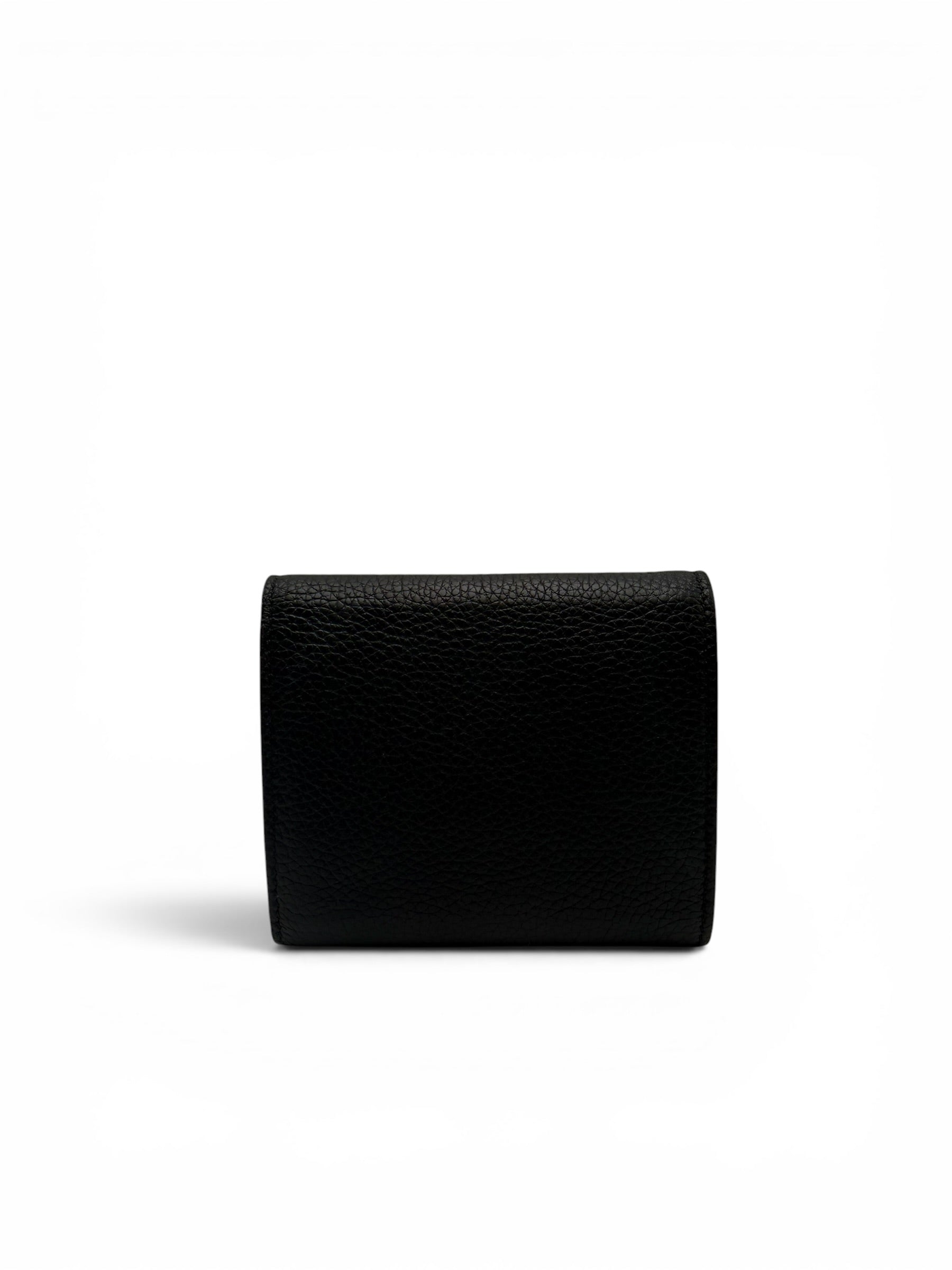 CELINE BLACK GRAINED CALFSKIN SMALL TRIFOLD WALLET
