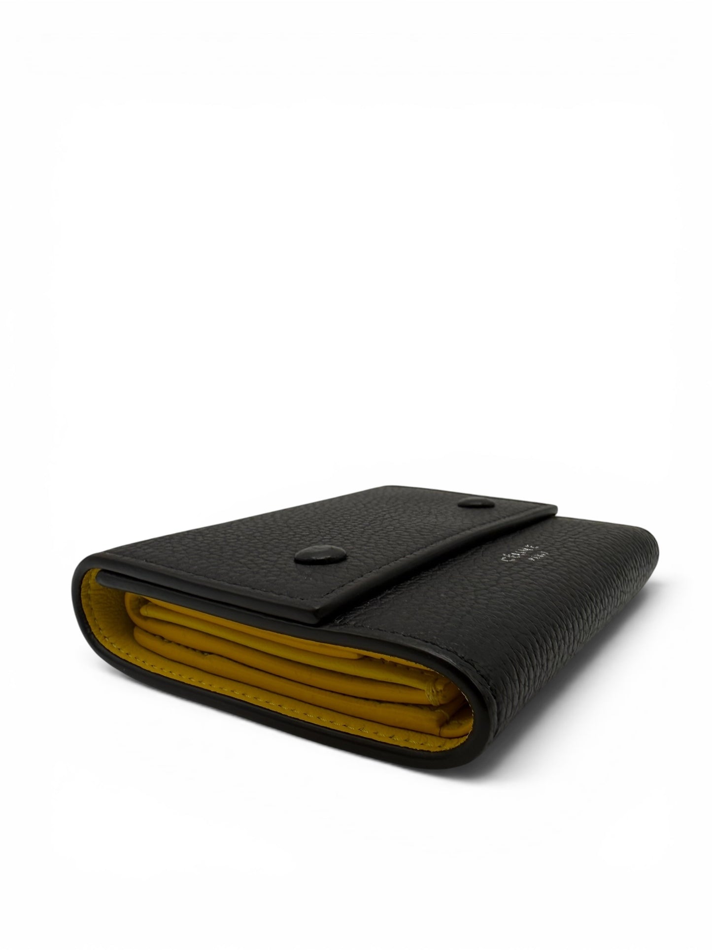 CELINE BLACK GRAINED CALFSKIN SMALL TRIFOLD WALLET