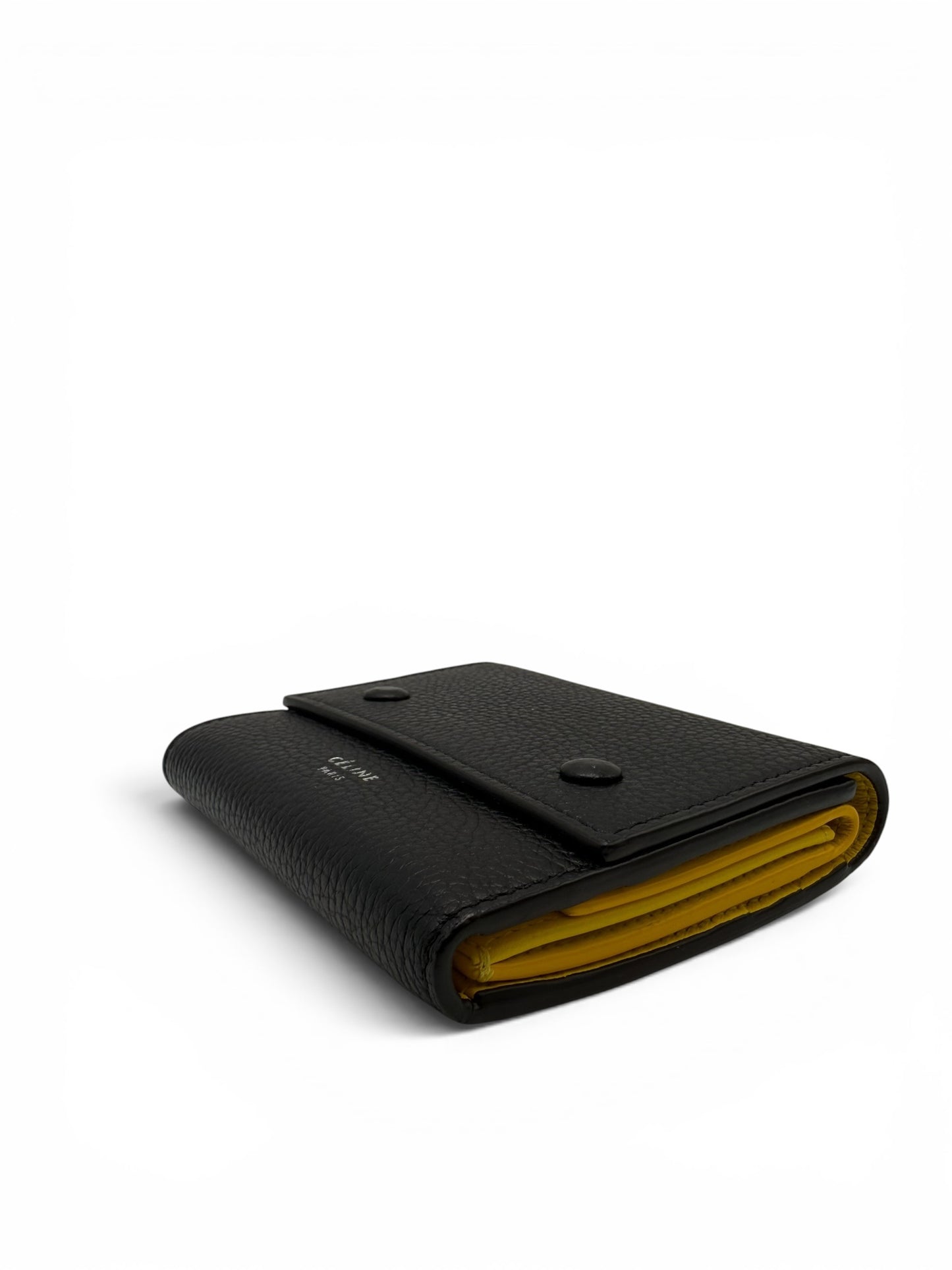 CELINE BLACK GRAINED CALFSKIN SMALL TRIFOLD WALLET