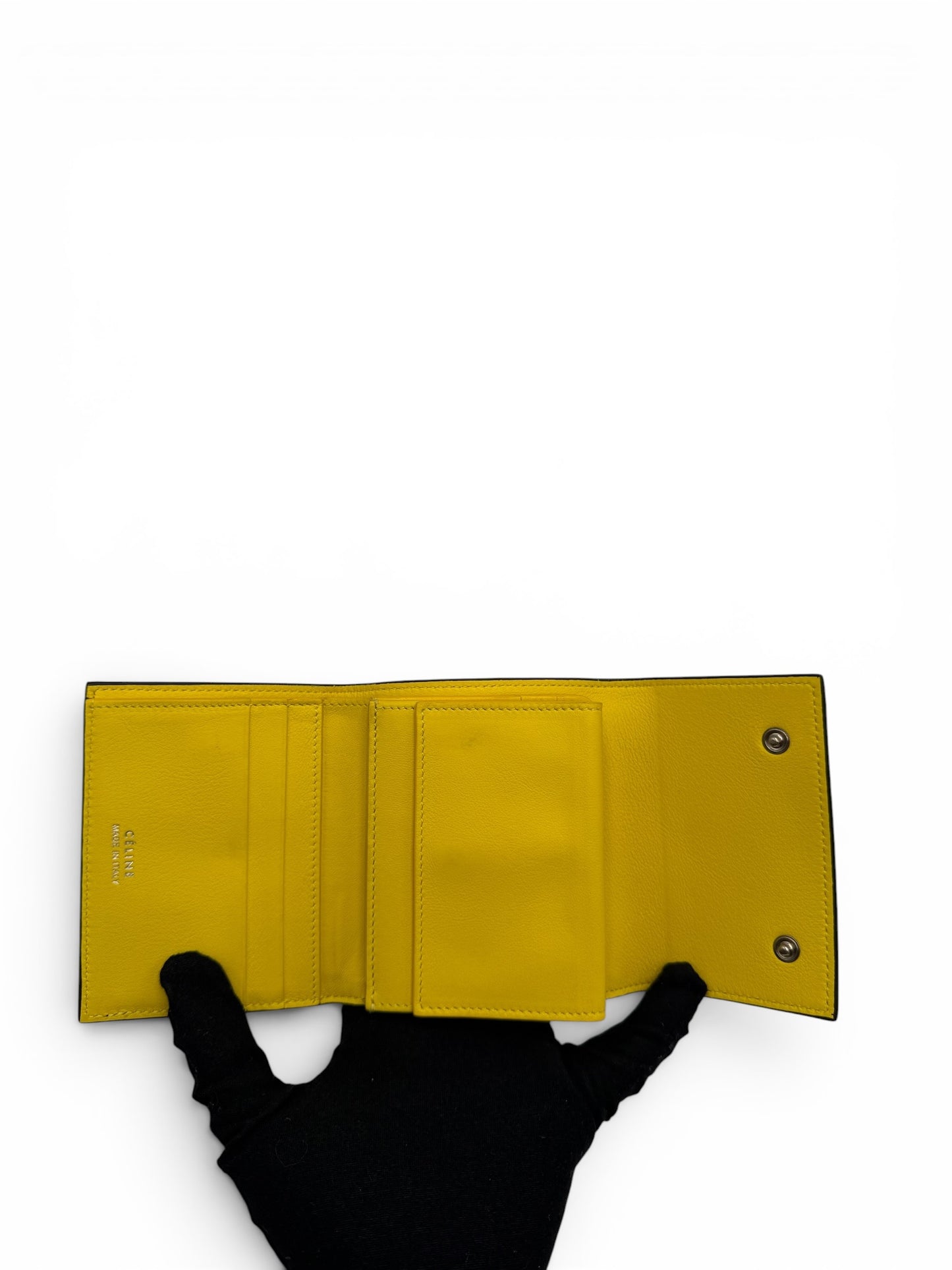CELINE BLACK GRAINED CALFSKIN SMALL TRIFOLD WALLET