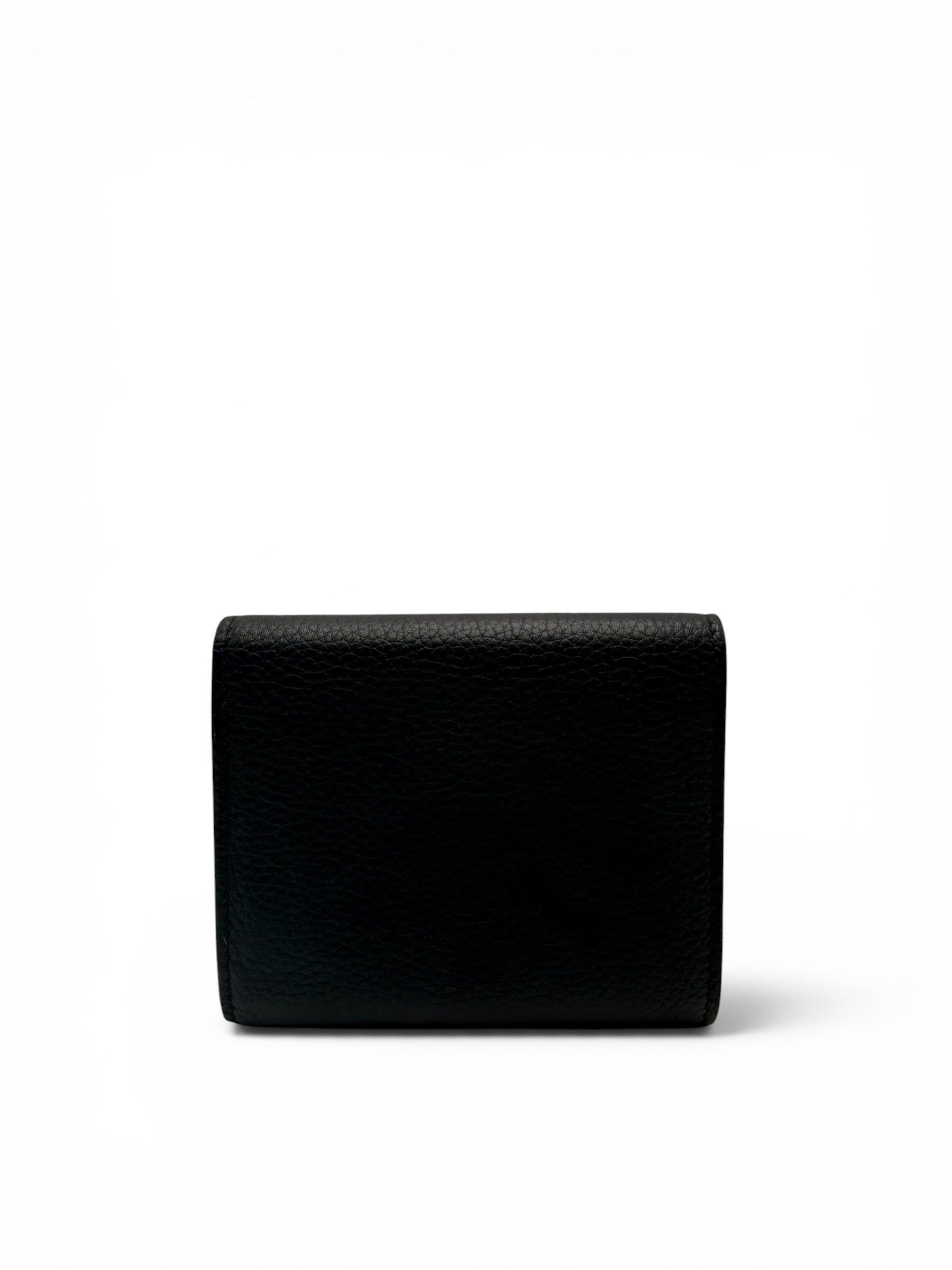 CELINE BLACK GRAINED CALFSKIN SMALL TRIFOLD WALLET