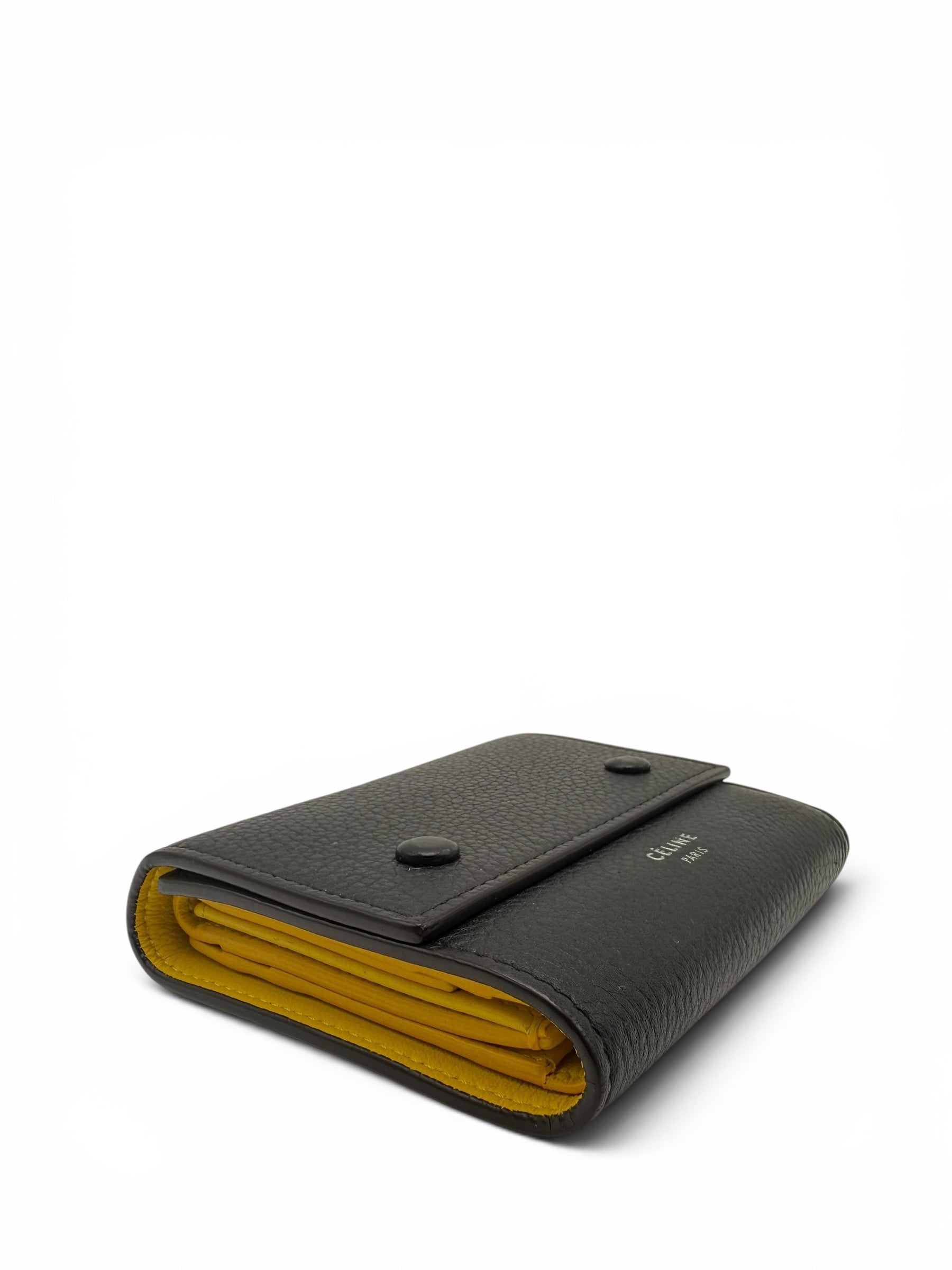 CELINE BLACK GRAINED CALFSKIN SMALL TRIFOLD WALLET