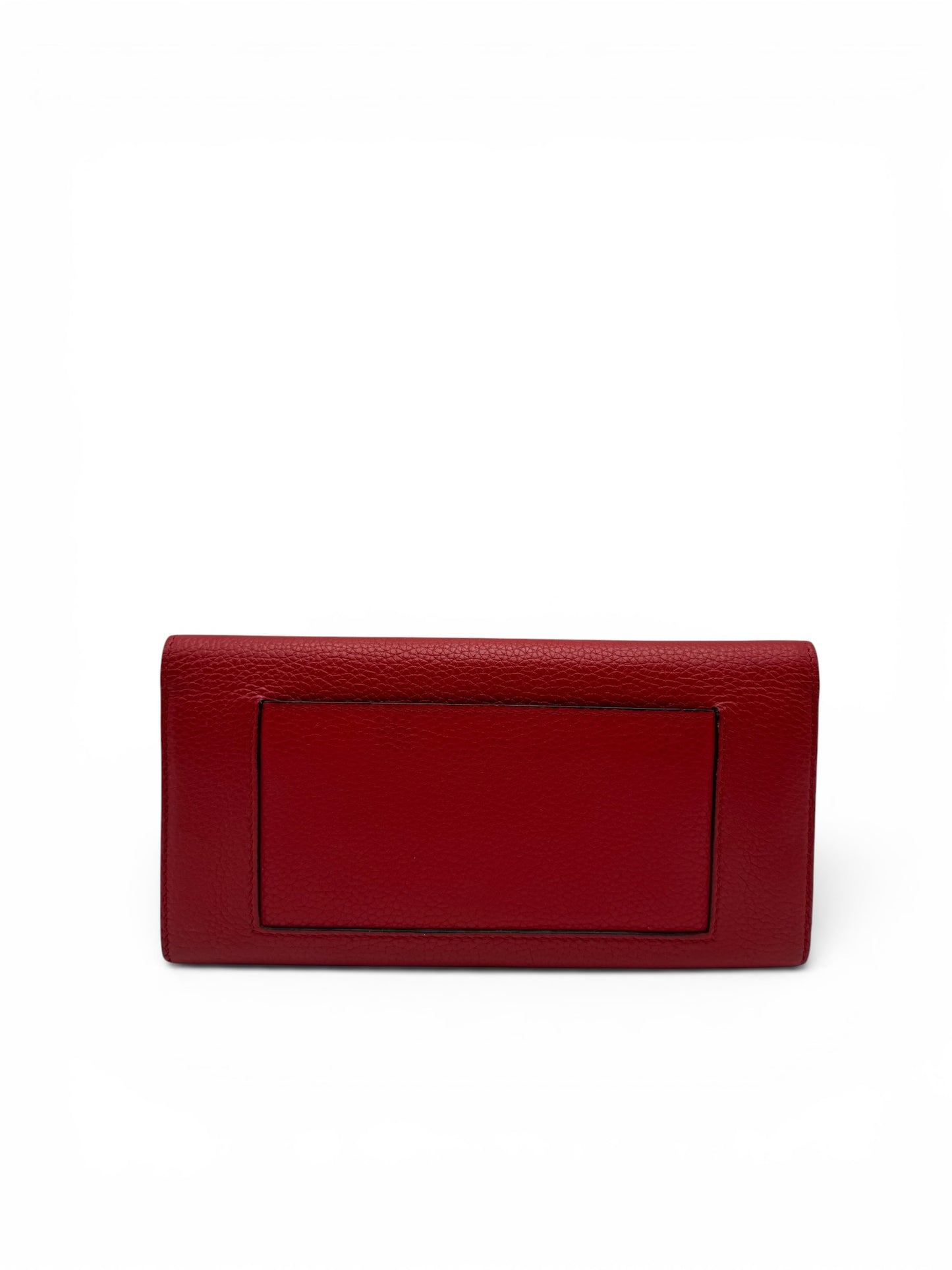 CELINE RED GRAINED LEATHER LONG SNAP WALLET