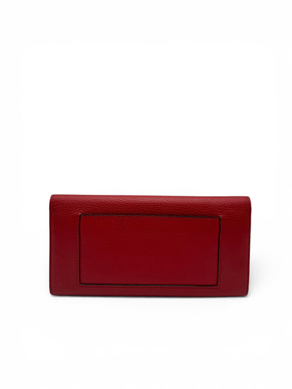 CELINE RED GRAINED LEATHER LONG SNAP WALLET
