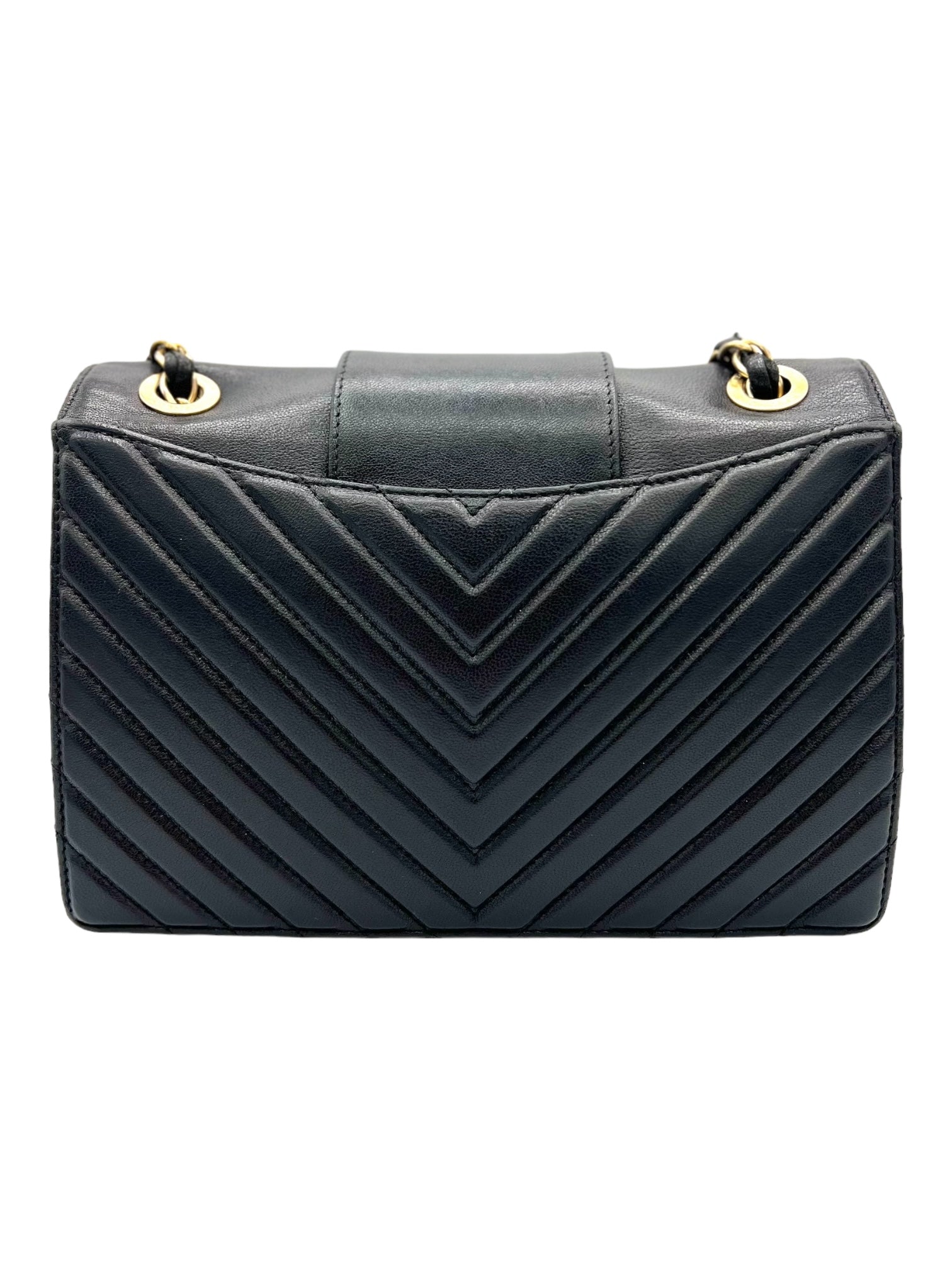 CHANEL CHEVRON COLLAR BLACK BAG