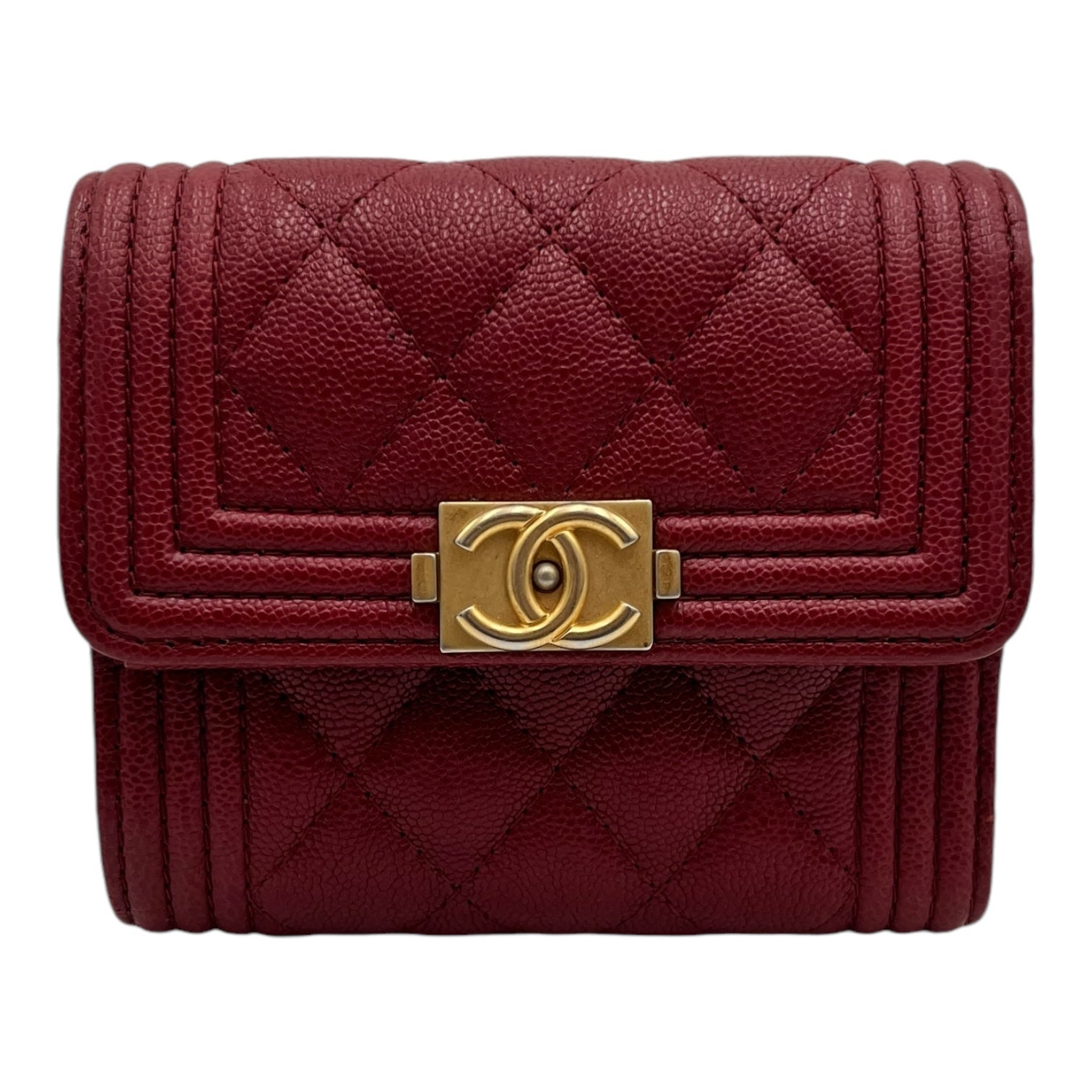 CHANEL CAVIAR QUILTED RED WALLET