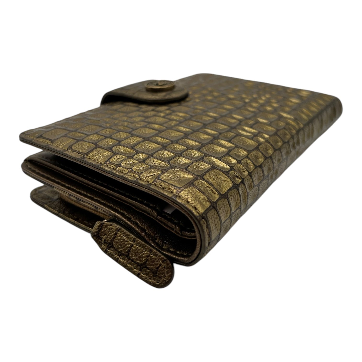 CHANEL METIERS DES ARTS GOLD CROC EMBOSSED WALLET