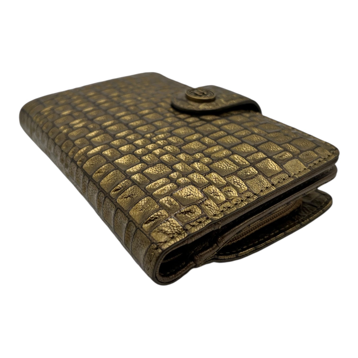 CHANEL METIERS DES ARTS GOLD CROC EMBOSSED WALLET