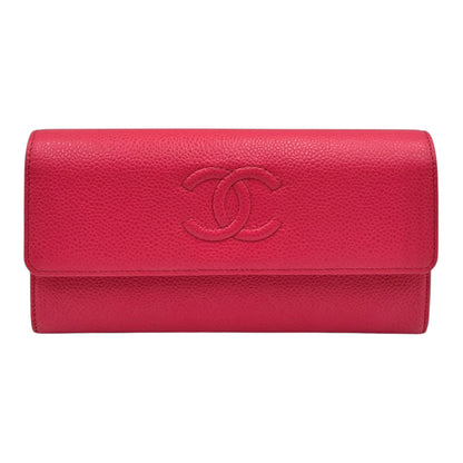 CHANEL PINK TIMELESS CC CAVIAR LARGE FLAP LONG WALLET