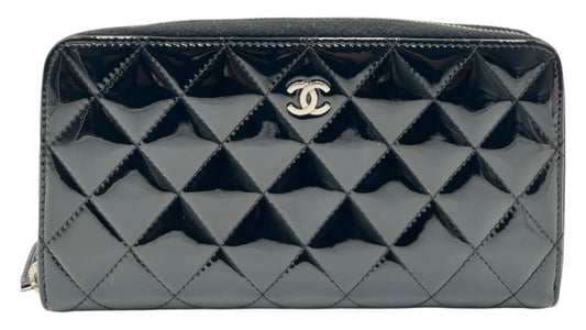 CHANEL INTERLOCKING CC LOGO PATENT LEATHER CONTINENTAL WALLET